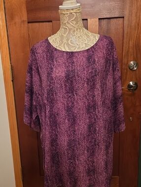 2X Women's Purple Patterned Relaxed Tunic Top